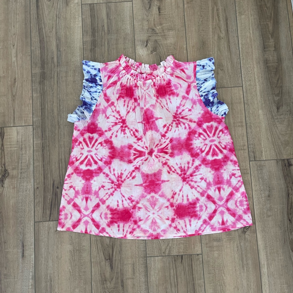 THML Tie Dye Flutter Sleeve Top